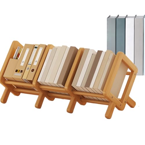 laxreheye Desktop Bookshelf | Schreibtischregal Für Arbeitsplatz - Ausziehbares Holzregal Mit Aufbewahrung Präsentationsfläche Für Wohnzimmer Schlafzimmer Büro von laxreheye