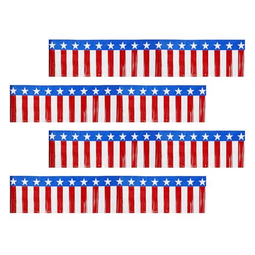 laxreheye Fransenbanner, Fransengirlande aus Aluminiumfolie, 4. Juli Streamer in Girlande, Fransen, Banner Parade, Float Decor – 4 x Patriotische Pildel, rot, weiß, blau, Stern laxreheye Fransenbanner, Fransengirlande aus Aluminiumfolie, 4. Juli Streamer in Girlande, Fransen, Banner Parade, Float Decor – 4 x Patriotische Pildel, rot, weiß, blau, Stern von laxreheye