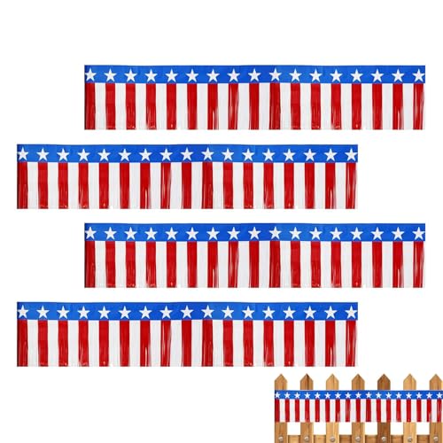 laxreheye Girlanden-Fransen, Fransenbanner | 4. Juli Streamer in Girlanden Fransen Banner Parade Float Decor, 4 x Patriotische Pildel rot weiß blau Stern Tischröcke laxreheye Girlanden-Fransen, Fransenbanner | 4. Juli Streamer in Girlanden Fransen Banner Parade Float Decor, 4 x Patriotische Pildel rot weiß blau Stern Tischröcke von laxreheye