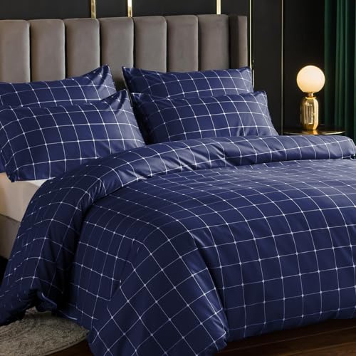 Lazzaro King-Size-Bettbezug-Sets – Premium-Mikrofaser-Bettbezug-Sets (220 x 230 cm) 3-teilig – lichtbeständiger King-Size-Bettbezug – Bettbezug für King-Size-Betten mit Eckbändern von lazzaro home feel the difference