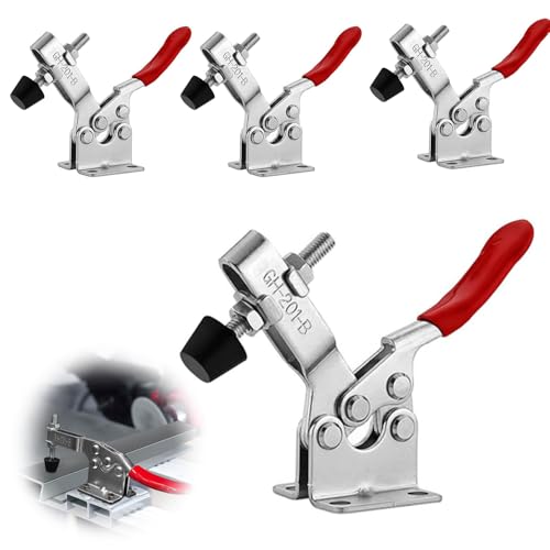 Kniehebelspanner Schnellspanner, 4 Stück Horizontal Toggle Clamp, GH-201-B 90KG Kniehebelspanner Vertikal Haltekraft Waagrechtspanner Anti Rutsch Knebelklemme für Maschinenbetrieb von lbxtswpl