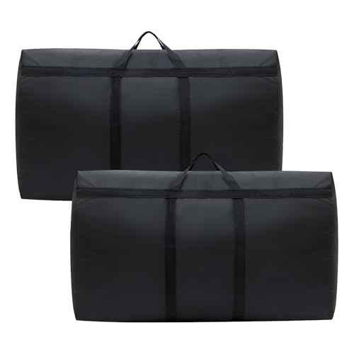 Super Groß Aufbewahrungstasche, 2 Stück 120L Aufbewahrungstasche, Umzugstaschen, 210D Oxford Aufbewahrungsbehälter Organisator mit verstärktem Griff für Umzug Bettdecken Kleidung Bettwäsche(Schwarze) von lbxtswpl