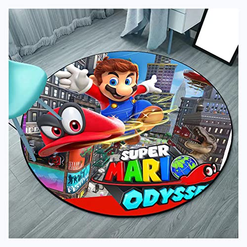 Anime Manga Super Mario Teppich,Wohnzimmer Druck Waschbare Matte,Kinder Schlafzimmer Bereich Teppiche,Wohnzimmer Outdoor rutschfeste Cartoon Anime Geschenk Mann Frau-A||120CM von lcey