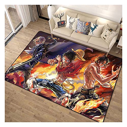 One Piece Kinder Teppich Fußmatte Fußmatte Boden Schlafzimmer Wohnzimmer Outdoor rutschfeste Cartoon Anime Geschenk Mann Frau -D||60*90cm von lcey