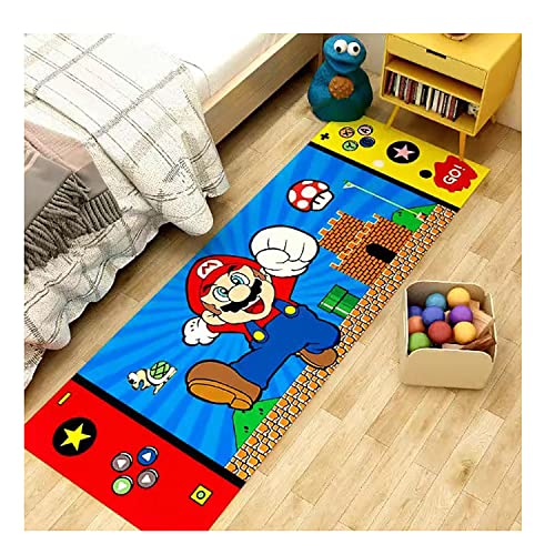 lcey Wohnzimmer Teppich,Super Mario Teppich Kinder 3D-Vorleger Cartoon Moderne Wohnzimmer Schlafzimmer Hauptdekoration for Wohnzimmer Dekoration-8||60X160cm von lcey