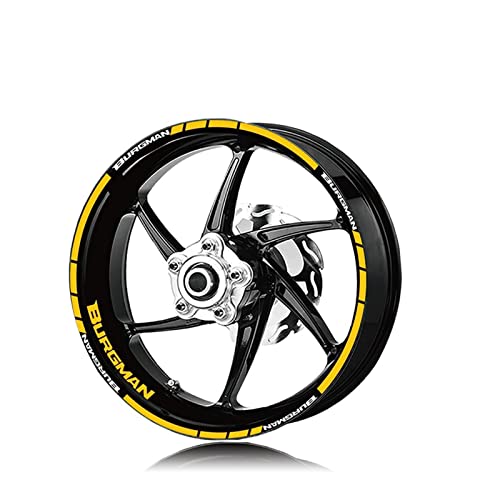 Reflektierender Aufkleber für Reifen Motorrad Vorne Hinten Felge Reflektierende Aufkleber Reifendekor-Aufkleber-Set Für SU-ZU-KI Burgman 125 400 650 (Color : Yellow) von lchowip