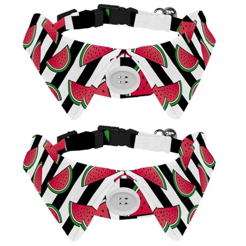 Hundehalsband mit Fliege, verstellbares formelles Smokinghalsband mit abnehmbarem Hemdkragen, Katzenhalsbänder für kleine Haustiere, Obst-Wassermelone, Vintage-Streifen-Illustration Hundehalsband mit Fliege, verstellbares formelles Smokinghalsband mit abnehmbarem Hemdkragen, Katzenhalsbänder für kleine Haustiere, Obst-Wassermelone, Vintage-Streifen-Illustration von lcndlsoe