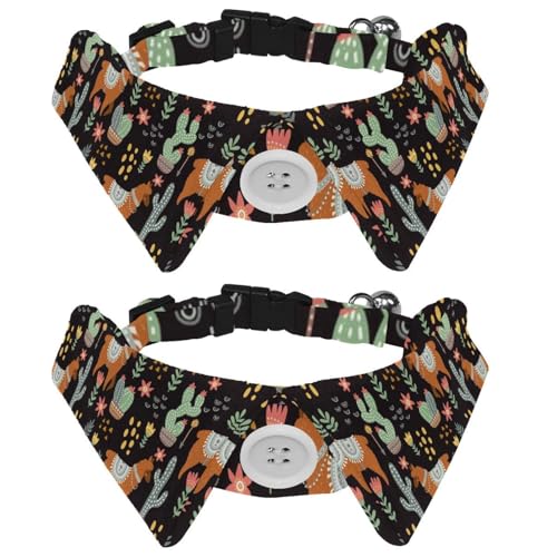 Hundehalsband mit Fliege und Glöckchen, Alpaka- und Kaktus-Muster, verstellbares Revers-Design, Katzenfliege, Halsband für kleine Haustiere, 2 Stück Hundehalsband mit Fliege und Glöckchen, Alpaka- und Kaktus-Muster, verstellbares Revers-Design, Katzenfliege, Halsband für kleine Haustiere, 2 Stück von lcndlsoe