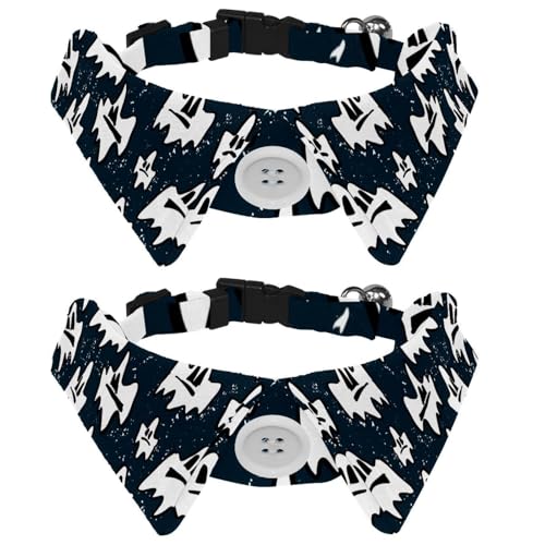 Hundehalsband mit Fliege und Glöckchen, Cartoon-Halloween-Muster, verstellbares Revers-Design, Katzenfliege, Halsband für kleine Haustiere, 2 Stück von lcndlsoe