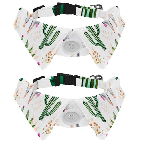 Hundehalsband mit Fliege und Glöckchen, Kaktus-Llama, verstellbares Revers-Design, Katzenfliege, Halsband für kleine Haustiere, 2 Stück Hundehalsband mit Fliege und Glöckchen, Kaktus-Llama, verstellbares Revers-Design, Katzenfliege, Halsband für kleine Haustiere, 2 Stück von lcndlsoe