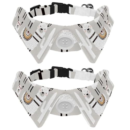 Hundehalsband mit Fliege und Glöckchen, Lama, Kaktus, verstellbares Revers-Design, Katzenfliege, Halsband für kleine Haustiere, 2 Stück Hundehalsband mit Fliege und Glöckchen, Lama, Kaktus, verstellbares Revers-Design, Katzenfliege, Halsband für kleine Haustiere, 2 Stück von lcndlsoe