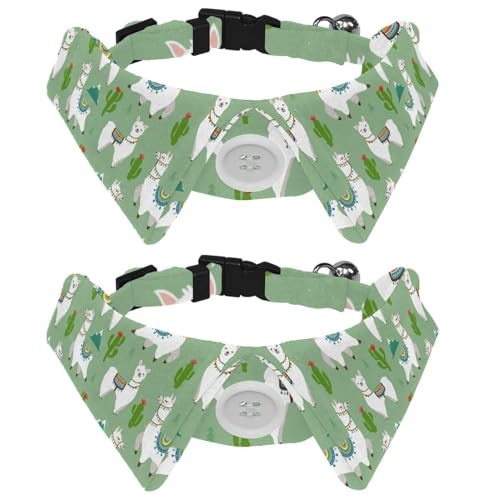 Hundehalsband mit Fliege und Glöckchen, Stammes-Lama, Cartoon-Alpaka-Kaktus-Muster, verstellbares Revers-Design, Katzen-Fliege, Halsband für kleine Haustiere, 2 Stück Hundehalsband mit Fliege und Glöckchen, Stammes-Lama, Cartoon-Alpaka-Kaktus-Muster, verstellbares Revers-Design, Katzen-Fliege, Halsband für kleine Haustiere, 2 Stück von lcndlsoe
