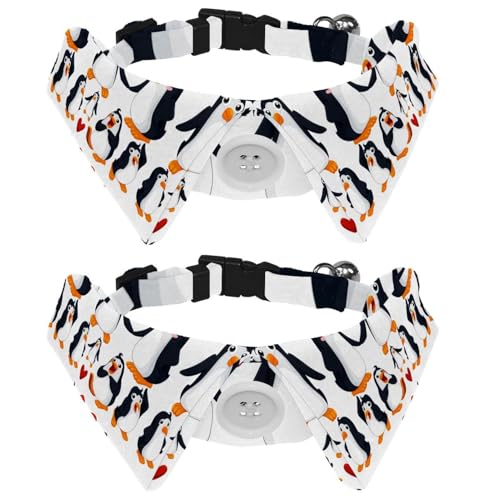Hundehalsband mit Fliege und Glöckchen, Tierpinguine in Liebe, verstellbares Revers-Design, Katzenfliege, Halsband für kleine Haustiere, 2 Stück von lcndlsoe