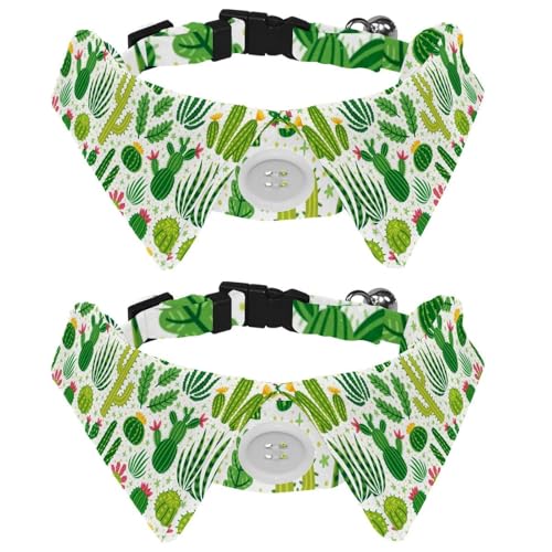 Hundehalsband mit Fliege und Glöckchen, grüner Kaktus, natürliches Wüstenpflanzenmuster, verstellbares Revers-Design, Katzen-Fliege, Halsband für kleine Haustiere, 2 Stück Hundehalsband mit Fliege und Glöckchen, grüner Kaktus, natürliches Wüstenpflanzenmuster, verstellbares Revers-Design, Katzen-Fliege, Halsband für kleine Haustiere, 2 Stück von lcndlsoe