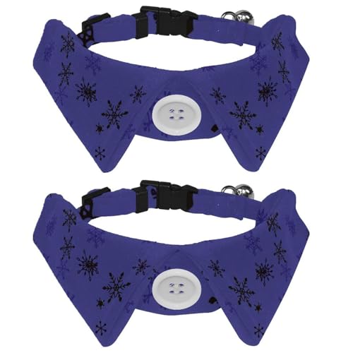 Hundehalsband mit Fliege und Glöckchen, hübsche Winter-Schneeflocken, Kritzelei-Muster, verstellbares Revers-Design, Katzenfliege, Halsband für kleine Haustiere, 2 Stück von lcndlsoe