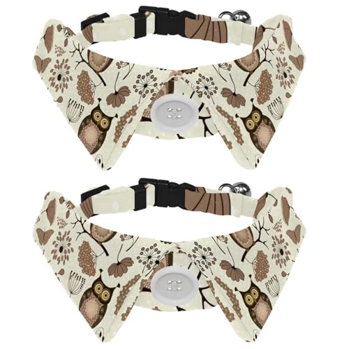Hundehalsband mit Fliege und Glöckchen, niedliche Cartoon-Eulen und Blumenmuster, verstellbares Revers-Design, Katzenfliege, Halsband für kleine Haustiere, 2 Stück Hundehalsband mit Fliege und Glöckchen, niedliche Cartoon-Eulen und Blumenmuster, verstellbares Revers-Design, Katzenfliege, Halsband für kleine Haustiere, 2 Stück von lcndlsoe