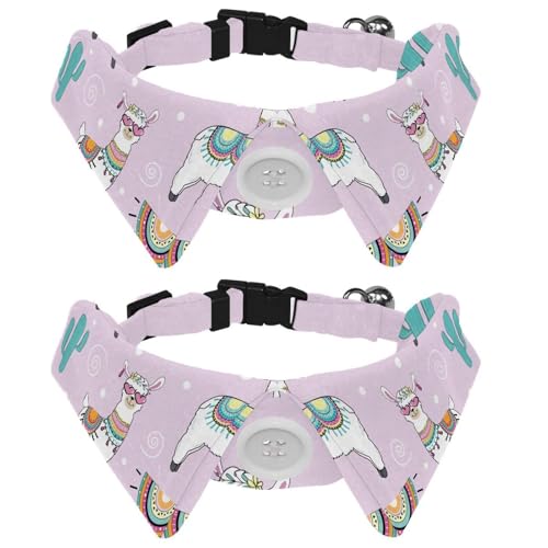 Hundehalsband mit Fliege und Glöckchen, niedliche Tiere, Cartoon, Lama, Alpaka, Kaktus, verstellbares Revers-Design, Katzen-Fliege, Halsband für kleine Haustiere, 2 Stück Hundehalsband mit Fliege und Glöckchen, niedliche Tiere, Cartoon, Lama, Alpaka, Kaktus, verstellbares Revers-Design, Katzen-Fliege, Halsband für kleine Haustiere, 2 Stück von lcndlsoe