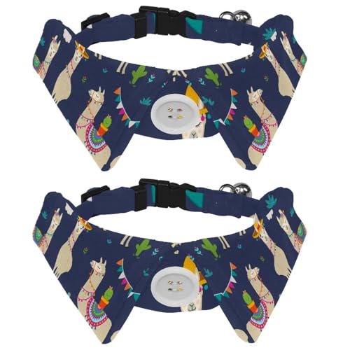 Hundehalsband mit Fliege und Glöckchen, niedliches Cartoon-Lama-Alpaka-Kaktus-Muster, verstellbares Revers-Design, Katzenfliege, Halsband für kleine Haustiere, 2 Stück Hundehalsband mit Fliege und Glöckchen, niedliches Cartoon-Lama-Alpaka-Kaktus-Muster, verstellbares Revers-Design, Katzenfliege, Halsband für kleine Haustiere, 2 Stück von lcndlsoe