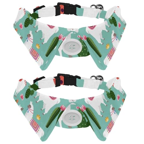 Hundehalsband mit Fliege und Glöckchen, niedliches Ilama und Kaktus, Kaktus, Blumenmuster, verstellbares Revers-Design, Katzenfliege, Halsband für kleine Haustiere, 2 Stück Hundehalsband mit Fliege und Glöckchen, niedliches Ilama und Kaktus, Kaktus, Blumenmuster, verstellbares Revers-Design, Katzenfliege, Halsband für kleine Haustiere, 2 Stück von lcndlsoe