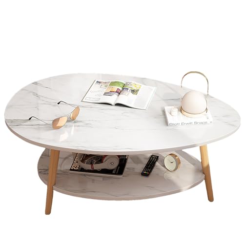 Couchtisch Klein – Stabiler Wohnzimmertisch mit Großer Ablagefläche, Moderner Beistelltisch im Minimalistischen Design, Holztisch Sofatisch für Kleine Räume (Doppelt) von lcvtos