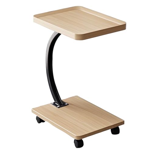 Kleiner Couchtisch Quadrat– Moderner Sofatisch aus Holz – Beistelltisch mit C-Form und Rollen – Nachttisch für Wohnzimmer, Büro und Balkon – Stylischer Wohnzimmertisch (Originalholz 40*30*60) von lcvtos