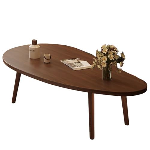 Moderner Couchtisch aus Massivholz, Ovaler Kleiner Teetisch mit Stabilen Beinen, Minimalistisches Design, Dicke MDF-Tischplatte mit Kratzfester Oberfläche für Wohnzimmer (Schwarznuss-Einzelwand) von lcvtos
