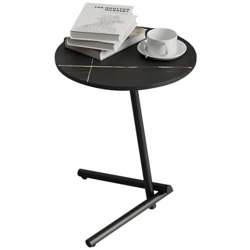 Runder Sofatisch Beistelltisch aus Hochwertiger Keramikplatte, 50 cm Hoch, Wasserfest, Leicht zu Reinigen – Kleiner Couchtisch mit Stabilem Metallgestell für Sofa und Büro (Schwarz+schwarzer Schiefer) Runder Sofatisch Beistelltisch aus Hochwertiger Keramikplatte, 50 cm Hoch, Wasserfest, Leicht zu Reinigen – Kleiner Couchtisch mit Stabilem Metallgestell für Sofa und Büro (Schwarz+schwarzer Schiefer) von lcvtos