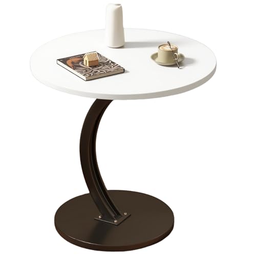 lcvtos Beistelltisch C-Form,Kleiner Couchtisch für Sofa & Bett,Platzsparender Abstelltisch Stabil mit Abgerundeten Ecken für Wohnzimmer & Balko（40x40x60 cm） (Weiß) von lcvtos