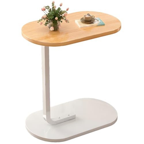 lcvtos Beistelltisch C-Form 60 cm Hoch, Kompakter Sofatisch mit Ablage, Platzsparender Nachttisch für Sofa und Bett, Stabiler Couchtisch für Wohnzimmer oder Schlafzimmer (Originalholzfarbe) von lcvtos