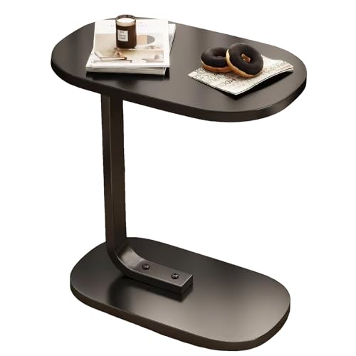 lcvtos Beistelltisch C-Form 60 cm Hoch, Kompakter Sofatisch mit Ablage, Platzsparender Nachttisch für Sofa und Bett, Stabiler Couchtisch für Wohnzimmer oder Schlafzimmer (Schwarz) von lcvtos
