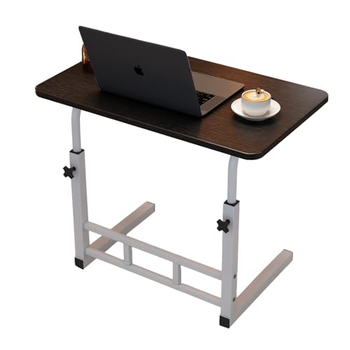 lcvtos Höhenverstellbarer Schreibtisch für Bett– H-Förmiger Stahlrahmen, Stabiler Laptoptisch Ohne Rollen, Höhe 50-75cm – Beistelltisch für Sofa, Schlafzimmer & Homeoffice (Schwarz gebürstet) von lcvtos