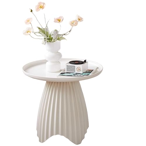 lcvtos Kleiner Couchtisch, Praktischer Beistelltisch mit Ablage, Moderner Pilz Couchtisch, ABS Material, Stabiler Sofatisch für Wohnzimmer (Weiß) von lcvtos