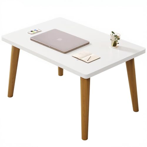 lcvtos Kleiner Couchtisch, Stabiler Quadratischer Tisch, Minimalistischer Moderner Sofatisch aus Massivholz, für Wohnzimmer und Büro (Perlweiß) von lcvtos