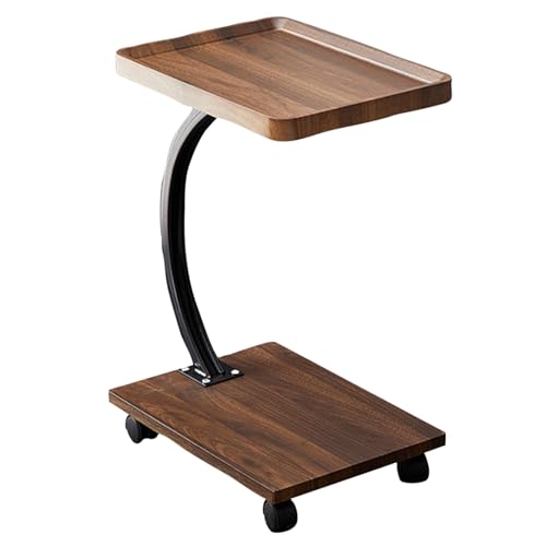 lcvtos Kleiner Couchtisch Quadrat– Moderner Sofatisch aus Holz – Beistelltisch mit C-Form und Rollen – Nachttisch für Wohnzimmer, Büro und Balkon – Stylischer Wohnzimmertisch (Walnuss 40 * 30 * 60) von lcvtos
