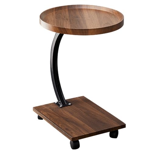 lcvtos Kleiner Couchtisch Quadrat– Moderner Sofatisch aus Holz – Beistelltisch mit C-Form und Rollen – Nachttisch für Wohnzimmer, Büro und Balkon – Stylischer Wohnzimmertisch (Walnuss 40 * 40 * 60) von lcvtos