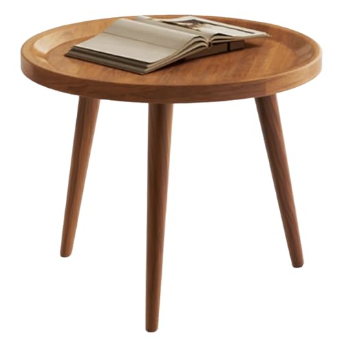 lcvtos Kleiner Runder Beistelltisch 40×47 cm–Sofatisch C Form – Platzsparender Nachttisch für Wohnzimmer Schlafzimmer Balkon – Holz & Metall von lcvtos