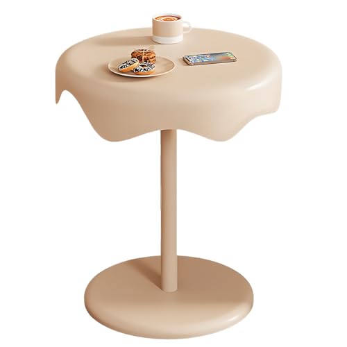 lcvtos Kleiner Runder Couchtisch– Stabiler Beistelltisch Im Nordischen Stil – Vielseitiger Sofatisch für Sofa und Balkon (Milchkaffeefarbe) von lcvtos