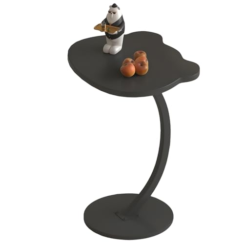 lcvtos Moderne C-förmiger Beistelltisch für Sofa und Bett, Kleiner Akzenttisch mit Holz, Couchtisch für Wohnzimmer, Schlafzimmer, und Kleine Räume, 1-lagig mit Blumenform (Schwarz) von lcvtos