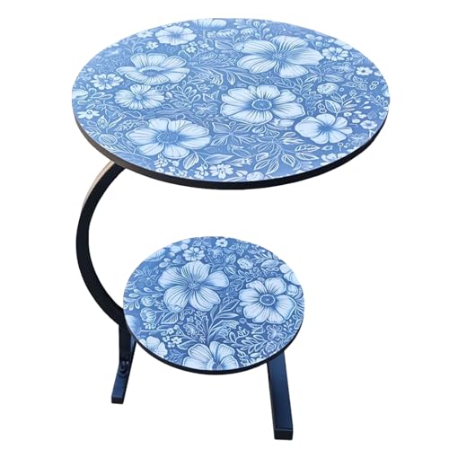 lcvtos Moderner Runder Beistelltisch– C-Förmiger Couchtisch mit aus Metall –Kleiner Sofatisch für Wohnzimmer,Balkon & Schlafzimmer,59cm Höhe,Platzsparend (Muster 3 doppellagig) von lcvtos