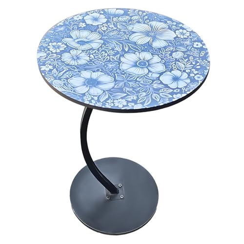 lcvtos Moderner Runder Beistelltisch– C-Förmiger Couchtisch mit aus Metall –Kleiner Sofatisch für Wohnzimmer,Balkon & Schlafzimmer,59cm Höhe,Platzsparend (Muster 3 einlagig) von lcvtos
