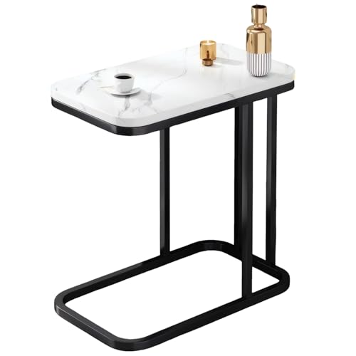 lcvtos Quadrat Beistelltisch klein mit Ablage – Couchtisch/Nachttisch aus Holz & Metall – 1/2 Etagen für Wohnzimmer Schlafzimmer Sofa Balkon–50×30×58 cm (F) von lcvtos
