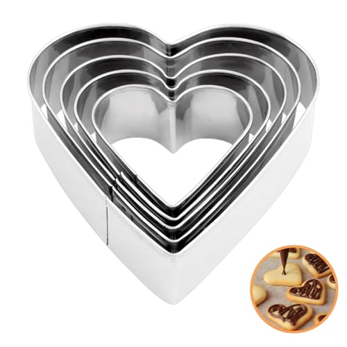 lcyen 5 Stück Kuchenform Herz Herz Ausstecher Set – Herzausstecher Groß Edelstahl mit 3 Größen, LFGB-Backformen für Torten, Plätzchen Obstdekoration lcyen 5 Stück Kuchenform Herz Herz Ausstecher Set – Herzausstecher Groß Edelstahl mit 3 Größen, LFGB-Backformen für Torten, Plätzchen Obstdekoration von lcyen