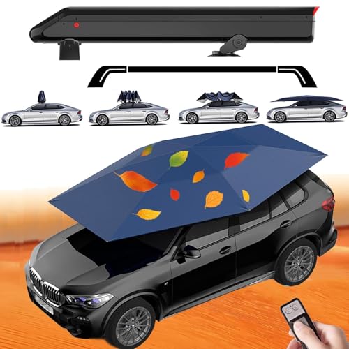 Vollautomatisches Autozelt | Tragbarer faltbarer Autoschutzschirm 3,8 x 2,7 m – Fernbedienung + abnehmbarer Akku 5000 mAh + Beschattung bis zu 95% | CustomizedStylesBlue von lealovengzh