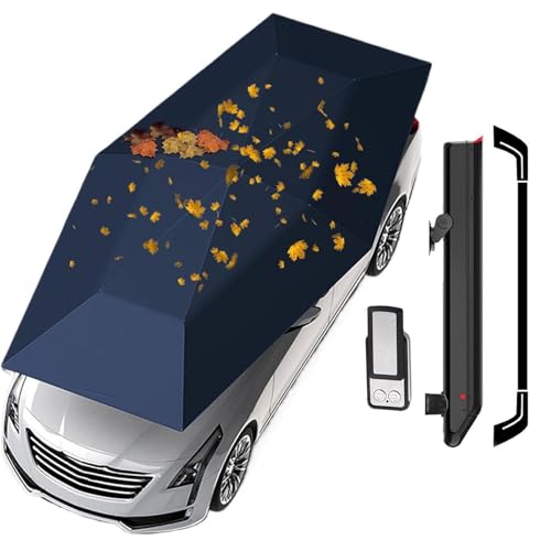 Vollautomatisches Autozelt | Tragbarer faltbarer Autoschutzschirm 3,8 x 2,7 m – Fernbedienung + abnehmbarer Akku 5000 mAh + Beschattung bis zu 95% | CustomizedStylesBlue von lealovengzh