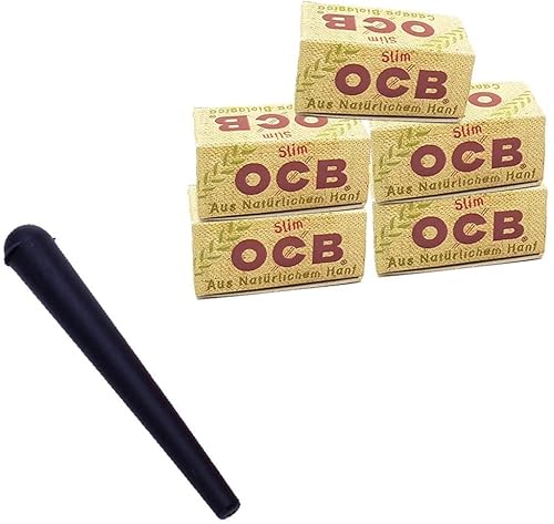 ledermodefashion 5 x OCB Organic Hemp Slim Rolls 4m Papers Long Pape OCB Rolle + Joint Hülle Tube von ledermodefashion