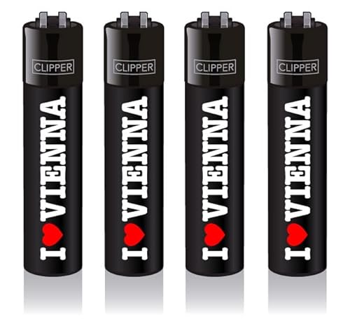 ledermodefashion Clipper® Feuerzeuge Clipper Feuerzeug FFX -Serie- I Love Austria -4er SetLMC 234 von ledermodefashion