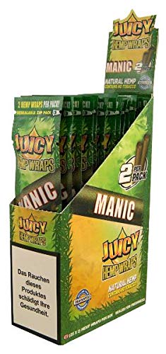 ledermodefashion Juicy Jay Hanf Wrap - Natur Tabak frei - 2 pro Packung (Manic, 3) von DHOBIA