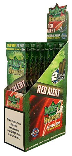 ledermodefashion Juicy Jay Hanf Wrap - Natur Tabak frei - 2 pro Packung (Red Alert, 3) von DHOBIA