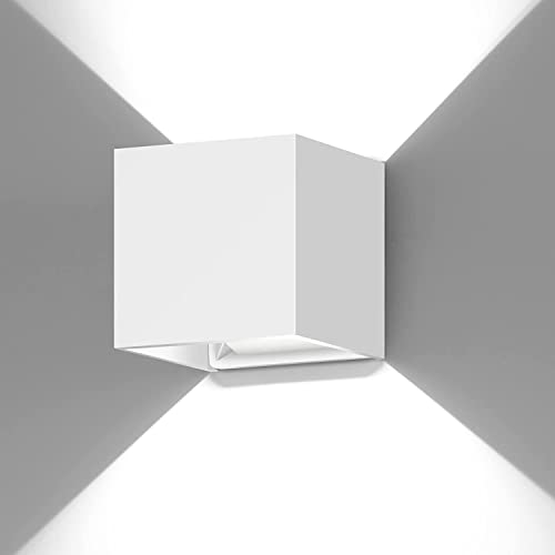 ledmo 20W LED Wandlampe Innen/Außen 6000K KaltWeiß mit Einstellbar Abstrahlwinkel IP65 wasserdichte Weiß von ledmo