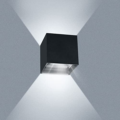 ledmp 20W LED Wandleuchte Innen 6000K Kaltweiß Wandbeleuchtung Auf und ab Verstellbarer Abstrahlwinkel IP65 Wasserdichte Schwarz Außenwandleuchten von ledmo